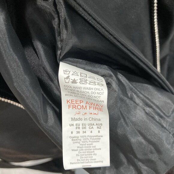 Pretty Little Things Faux Leather Jacket Womens S sz 4 Black Silver Accent Biker - Picture 10 of 10